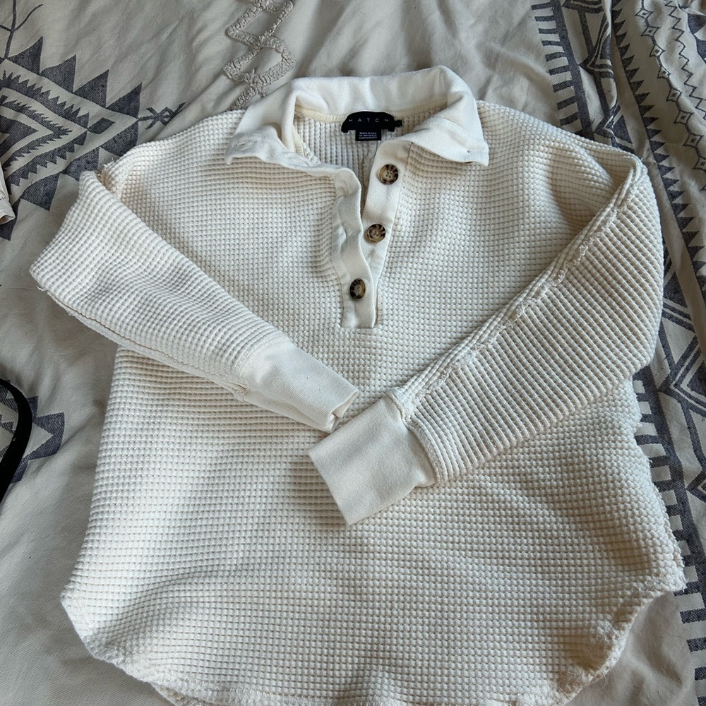 Hatch Cream Waffle Knit Top